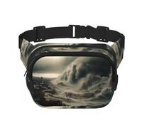 Bolso cruzado de moda con estampado de olas altas, bolsa de cintura de senderismo, bolsa de hombro cuadrada de doble capa para viajes y fitness
