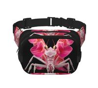Bolso cruzado de moda con estampado de orquídea mantis rezando, bolsa de cintura de senderismo, bolsa de hombro cuadrada de doble capa para viajes y fitness