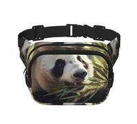 Bolso cruzado de moda con estampado de panda comiendo bambú, bolsa de cintura de senderismo, bolsa de hombro cuadrada de doble capa para viajes y fitness
