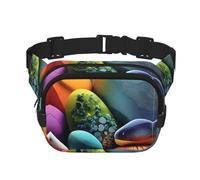 Bolso cruzado de moda con estampado de piedras de colores, bolsa de cintura de senderismo, bolsa de hombro cuadrada de doble capa para viajes y fitness