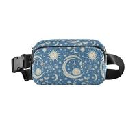 Bolso cruzado de moda con textura de purpurina rosa rubor para hombres y mujeres, para viajes, vacaciones, correr, Mandala Moon Sun Zodiac, 1 Size