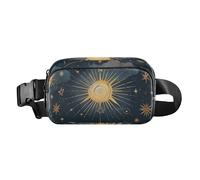 Bolso cruzado de moda de tarot azul y dorado para mujeres y hombres, bolsa pequeña con correa ajustable para viajes, correr, senderismo, Astrología del tarot azul-dorado, talla única