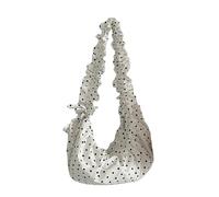 Bolso cruzado de moda para mujer, estilo coreano, estilo coreano, axila, retro, viajes, lunares, albóndigas, lunares, cruzado, para mujer, hombro plisado, albóndigas de moda, beige, One Size