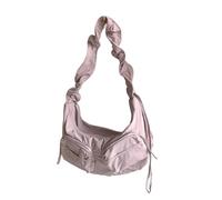 Bolso cruzado de nailon sólido con cordones plisados para mujer, con múltiples bolsillos, con cremallera, gran capacidad de almacenamiento, b, One Size