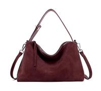 Bolso cruzado de piel de ante con correa ajustable, elegante bolso de mano para mujer, bolso de hombro de gamuza holgado para oficina y uso diario (wine red)