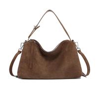 Bolso cruzado de piel de ante con correa ajustable, elegante bolso de mano para mujer, bolso de hombro de gamuza holgado para oficina y uso diario (coffee)