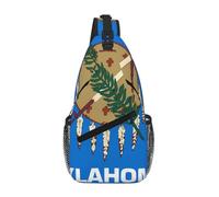 Bolso cruzado de poliéster duradero con estampado único de la bandera del estado de Oklahoma para viajes y viajes