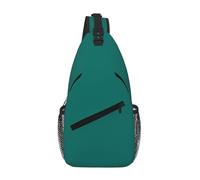 Bolso cruzado de poliéster duradero con estampado único verde oscuro sólido para viajes y viajes
