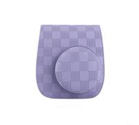Bolso cruzado de poliuretano de inspiración retro compatible con cámaras MINI 8, 9, 11, 12, incluyendo correa desmontable y bolsillo trasero para fotos (morado)