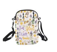 Bolso cruzado de princesa con texto en inglés "I'm So Glad I Left My Tower", de pelo largo, regalo para fanáticos de la película, bolsa de mensajero para amantes de los cuentos de hadas