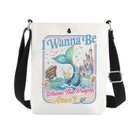 Bolso cruzado de sirena para amantes de las sirenas, regalo I Wanna Be Where The People Aren't Gift Fairy Princess Bolso de hombro, Where the People Cb3