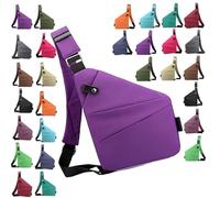 Bolso cruzado de viaje anti tema, bolsa cruzada de tamaño grande para mujeres y hombres, correa ajustable personal, bolsa antirrobo, ganador de la prueba, Hombro derecho - púrpura