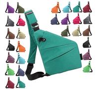 Bolso cruzado de viaje anti tema, bolsa cruzada de tamaño grande para mujeres y hombres, correa ajustable personal, bolsa antirrobo, ganador de la prueba, Hombro derecho - Cian