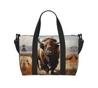 Bolso cruzado de viaje con estampado de Bison Herd de América del Norte, cómodo, ligero e impermeable, adecuado para viajes y uso diario.
