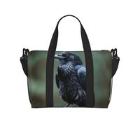 Bolso cruzado de viaje con estampado de cuervo nocturno con cremallera, bolso casual para viajes de fin de semana y compras al gimnasio, Black, Talla única, Bolsa de viaje