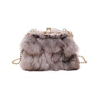 Bolso cruzado esponjoso de color sólido, bolso de mensajero peludo con asa superior para mujer, trabajo, viajes, viajes, Khaki, 7.87x5.91x3.54inch