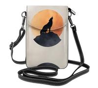 Bolso cruzado estampado de atardecer y lobo, impresión de panel completo, ranuras para tarjetas en capas, compras al aire libre y viajes, bolsa de hombro para mujer