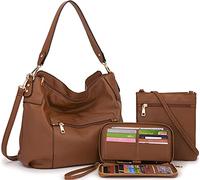 Bolso cruzado grande, bolsos y bolsos para mujer, bolso de hombro y Hobo para mujer, 3pcs/Set Brown, Large
