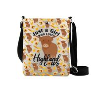 Bolso cruzado inspirado en las vacas de las tierras altas, regalo de animales de granja, regalo de vaca lanuda con texto en inglés "Just a Girl Who Loves Highland Cows", Who Loves Highland Cb2, large