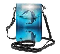 Bolso cruzado ligero y pequeño con estampado de delfín y tale, para mujer, con ranuras para tarjetas, adecuada para el uso diario y viajes