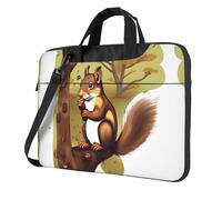 Bolso cruzado para laptop con estampado de ardilla que come nueces, fácil de usar cuando viajas por negocios, NEGRO, 15.6 inch