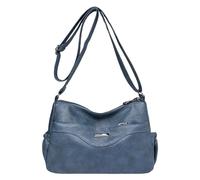 Bolso cruzado para mujer, bolso de hombro con patrón de moda, retro, color sólido, gran capacidad, con cremallera, versátil, Blue, One Size, Mochilas con correa