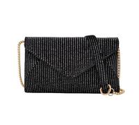 Bolso cruzado para mujer con cadena y correa para el hombro, pequeña cadena, bolso de hombro, bolso de mano para fiesta de graduación elegante, Black, 210.00x130.00x10.00mm/8.27x5.12x0.39inch