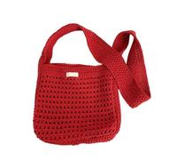 Bolso cruzado para mujer con correa de hombro ancha, tejido junto al mar, vacaciones, casual, playa, bolsa de hombro, Red, Talla única