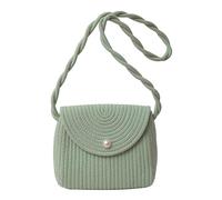 Bolso cruzado para mujer, étnico, vintage, tejido de paja, con solapa, bolso de hombro pequeño con lazo de encaje dulce, Green