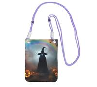 Bolso cruzado para teléfono con diseño de arco iris, fantasma, fantasma, bruja, arañas, estampado de arañas, para mujeres y hombres, resistente al agua, para festivales, correr, ciclismo, Purple