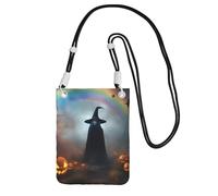 Bolso cruzado para teléfono con diseño de arco iris, fantasma, fantasma, bruja, arañas, estampado de arañas, para mujeres y hombres, resistente al agua, para festivales, correr, ciclismo, Black, Talla