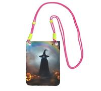 Bolso cruzado para teléfono con diseño de arco iris, fantasma, fantasma, bruja, arañas, estampado de arañas, para mujeres y hombres, resistente al agua, para festivales, correr, ciclismo, fucusia