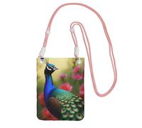 Bolso cruzado para teléfono móvil con diseño de flores de pavo real para mujeres y hombres, impermeable, mini monedero para teléfono celular, cartera pequeña con correa ajustable, bolsa de viaje para