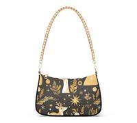 Bolso cruzado pequeño con cadena de pintura al óleo dorada y negra de ciervo de Navidad para mujer, esencial para mujer