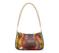 Bolso cruzado pequeño con diseño de animales con coronas de hipopótamo para mujer, esencial para mujer