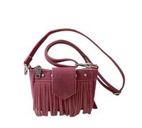 Bolso cruzado pequeño con flecos de estilo étnico retro para mujer con correa ajustable y cartera con cremallera para teléfono celular, Pink, As shown in the figure