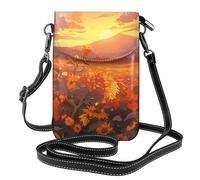 Bolso cruzado pequeño con girasoles amarillos al atardecer para mujer, compacto, moderno y fiable para el uso diario