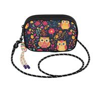 Bolso cruzado pequeño para mujer, bolso cruzado casual con correa ajustable, bolso de hombro para teléfono celular, lindo búho floral oscuro