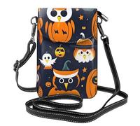Bolso cruzado pequeño para mujer, diseño de búho, fantasma, calabaza, para teléfono celular, bonito bolso de hombro de piel sintética con cartera