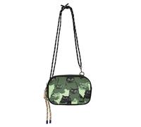 Bolso cruzado pequeño para mujer, impermeable, con correa ajustable, para teléfono celular, para senderismo, viajes, color rojo clavel, Sweet British Shorthair Cats Green