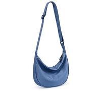 Bolso cruzado pequeño para mujeres y hombres, moderno, mini bolsa de media luna con correa ajustable, 2 cremalleras, bolsa ligera de nailon, Azul profundo