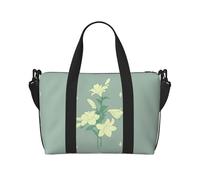 Bolso cruzado portátil con estampado de lirios blancos de dibujos animados, adecuado para fitness, viajes.