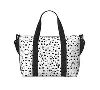 Bolso cruzado portátil con estampado de lunares en blanco y negro, adecuado para fitness, viajes.