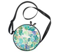 Bolso cruzado redondo de lona, bolso mensajero, mosaico, azulejos coloridos