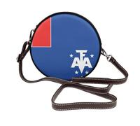 Bolso cruzado redondo de piel con la bandera de las tierras antárticas del sur de Francia