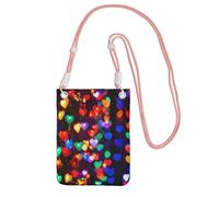 Bolso cruzado romántico con estampado de corazón rojo para mujer, mini monederos para teléfono, bonita cartera para teléfono, para senderismo, regalo de viaje, Pink, Talla única