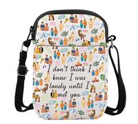 Bolso cruzado romántico de vacaciones con texto en inglés "I Don't Think I Knew I Was Lonely Until I Met You", regalo para fanáticos de Alex y Poppy, I Don't Think Cb4