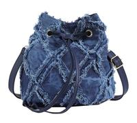 Bolso Cruzado Vaquero Informal, Bolso De Hombro con Cordón, Bolso con Borlas, Bolsos con Forma De Barril, Bolso Bandolera Tipo Bombonera con Múltiples Bolsillos