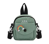 Bolso cuadrado pequeño de lona casual con un solo hombro, bolso cruzado de lona casual para hombres y mujeres, para fin de semana, con gran almacenamiento, parte inferior plana con cremallera, Green