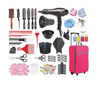 BOLSO DE ACADEMIA DE PELUQUERIA COMPLETO - Kit con peines, secador profesional, difusor, cepillos, pinzas, bigudíes, pulverizador, capa, etc - La Casa del Peluquero